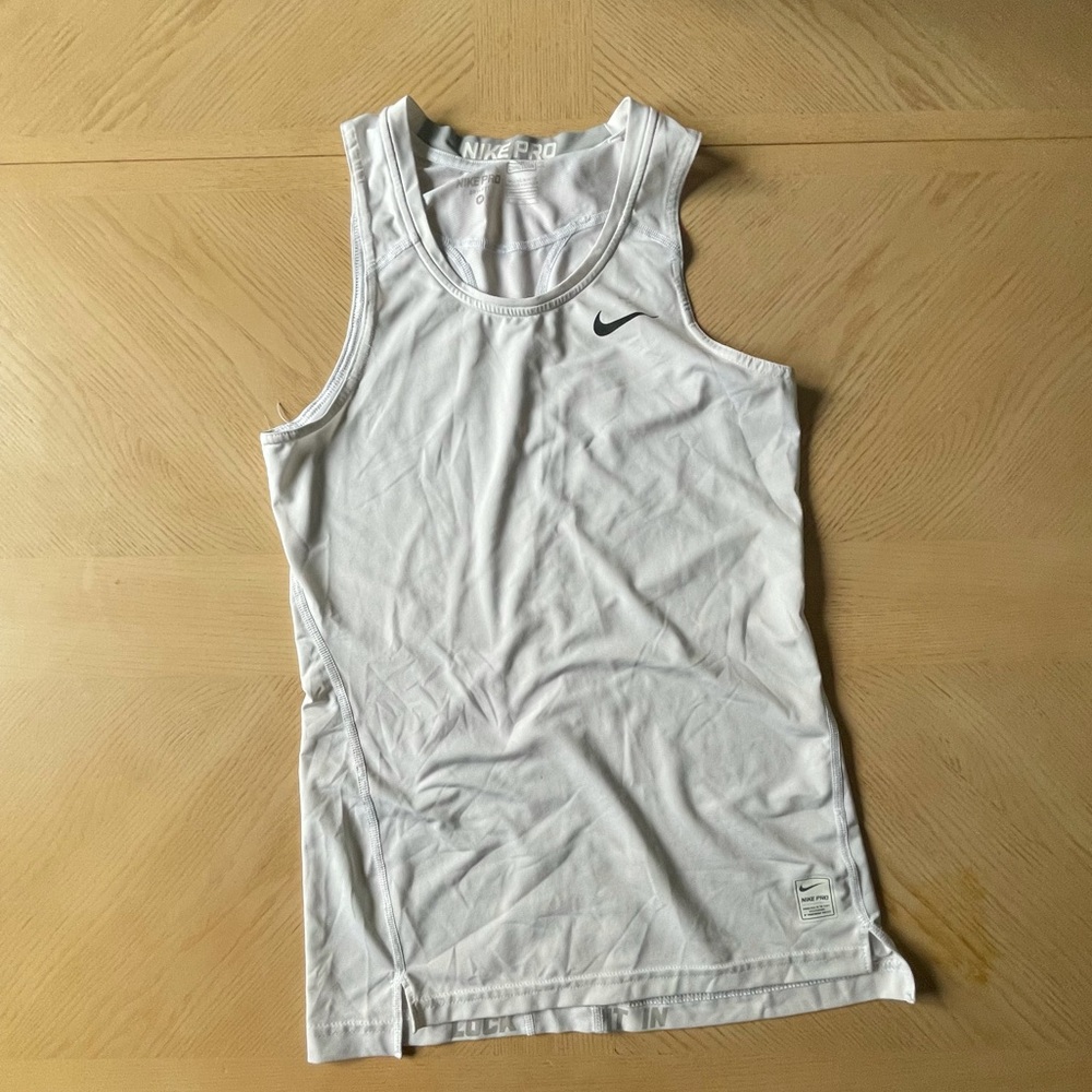 nike pro men's m tank top white